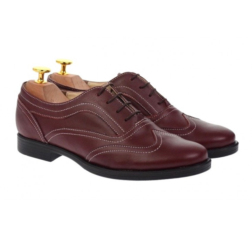 Marimea 37 Pantofi dama casual din piele naturala, culoare grena, P29GRENA