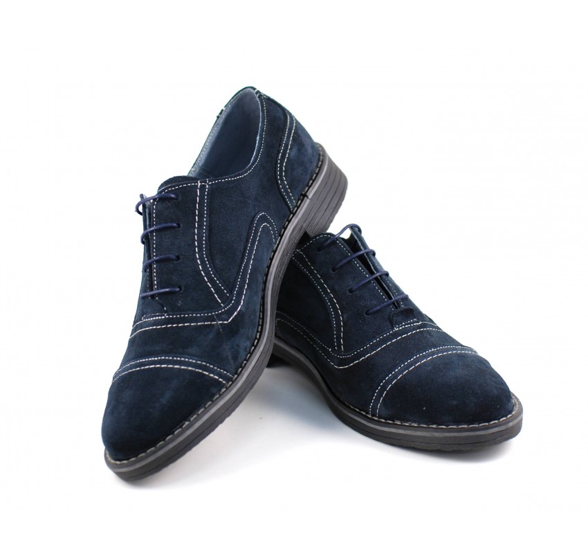 Pantofi barbati eleganti din piele naturala bleumarin P32BL