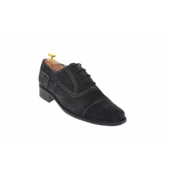 Pantofi barbati eleganti din piele naturala, intoarsa, culoare gri inchis, P32G