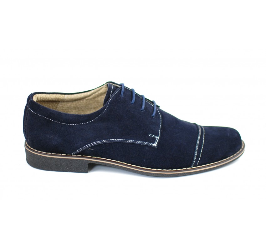 Pantofi barbati eleganti din piele naturala bleumarin - P34BL