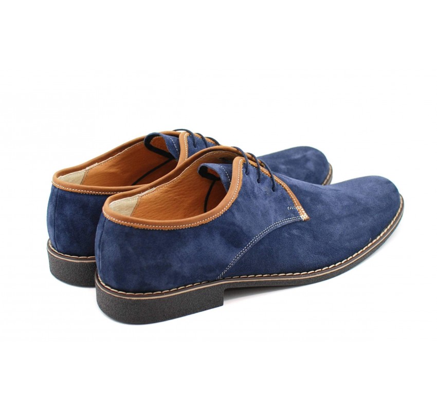 Pantofi barbati casual, din piele naturala, culoare bleumarin P34BLUE
