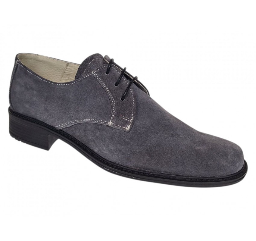 Pantofi barbati gri eleganti din piele naturala intoarsa velur P34GRIVEL
