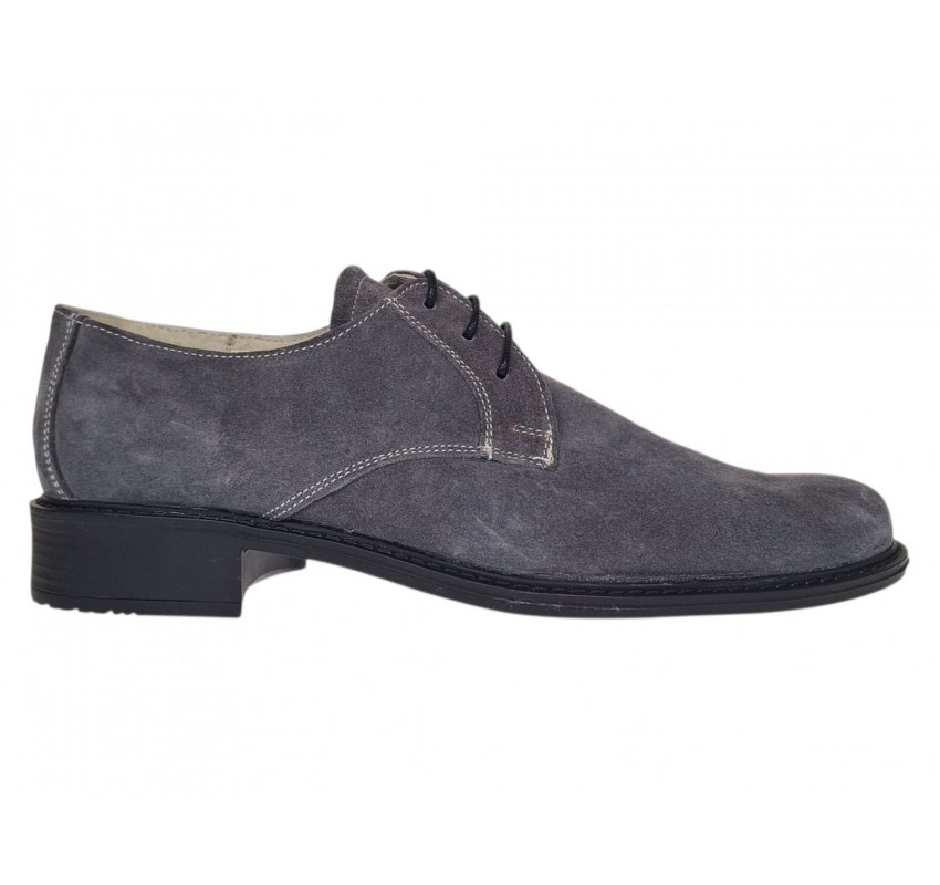 Pantofi barbati gri eleganti din piele naturala intoarsa velur P34GRIVEL