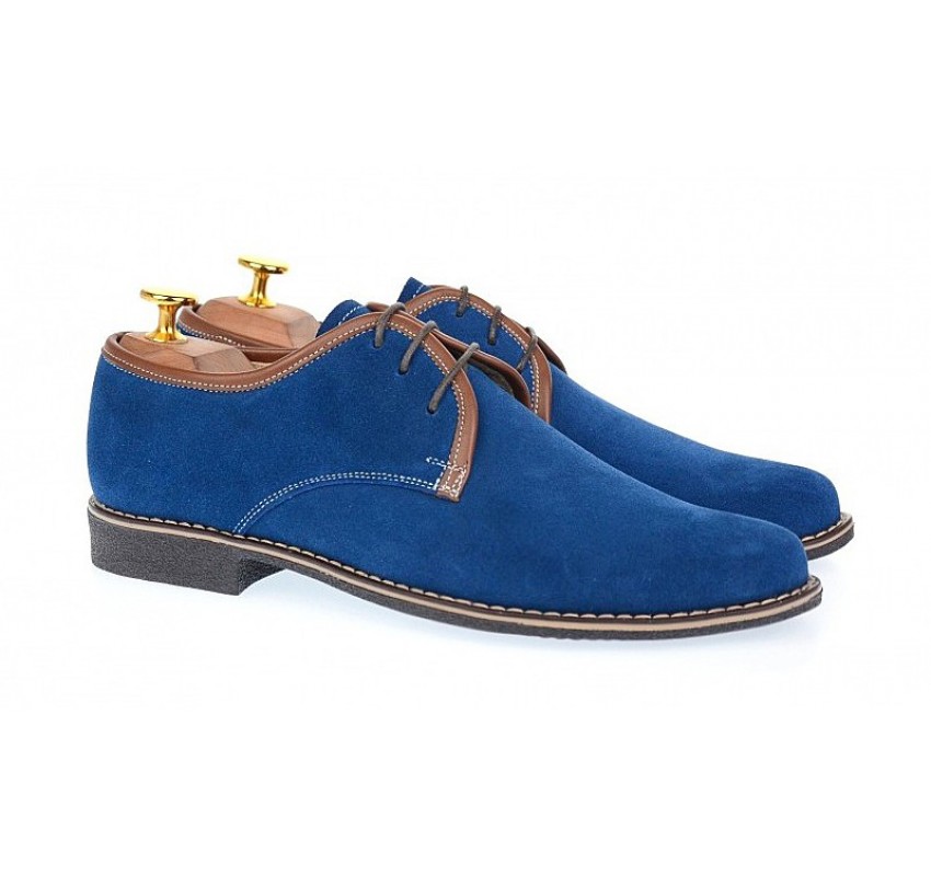 Pantofi barbati casual din piele naturala intoarsa - Model Albastru P34MBL