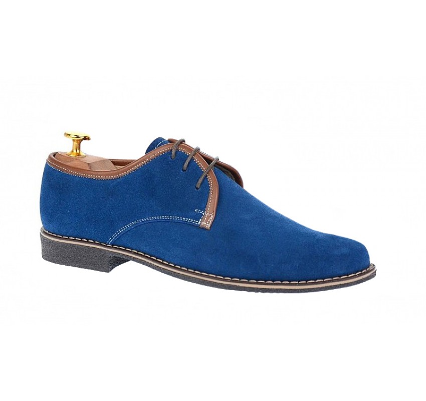 Pantofi barbati casual din piele naturala intoarsa - Model Albastru P34MBL