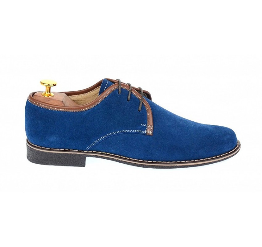 Pantofi barbati casual din piele naturala intoarsa - Model Albastru P34MBL