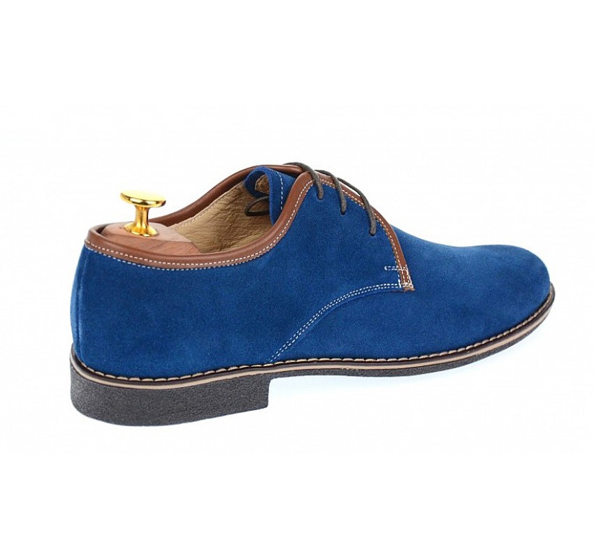 Pantofi barbati casual din piele naturala intoarsa - Model Albastru P34MBL