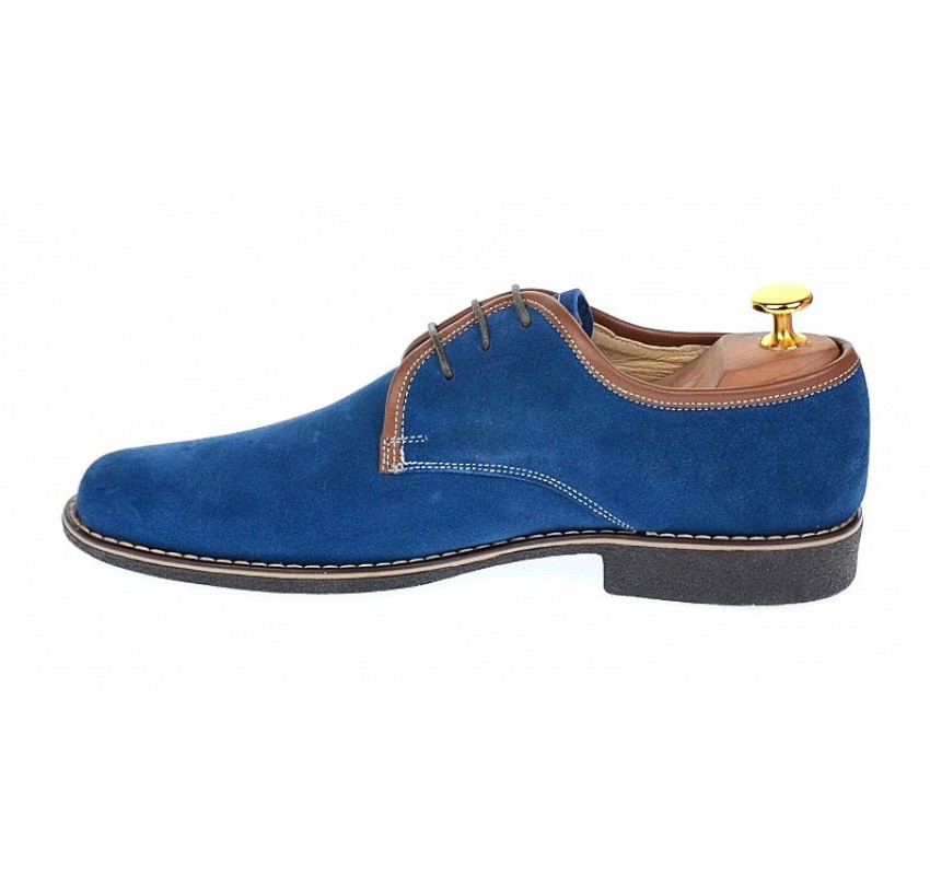 Pantofi barbati casual din piele naturala intoarsa - Model Albastru P34MBL