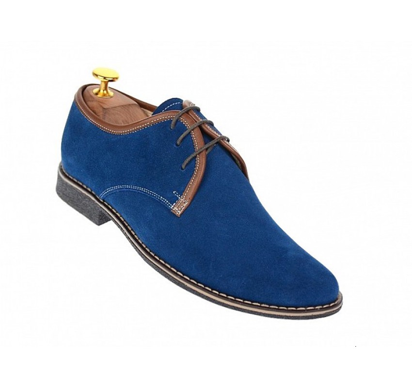 Pantofi barbati casual din piele naturala intoarsa - Model Albastru P34MBL