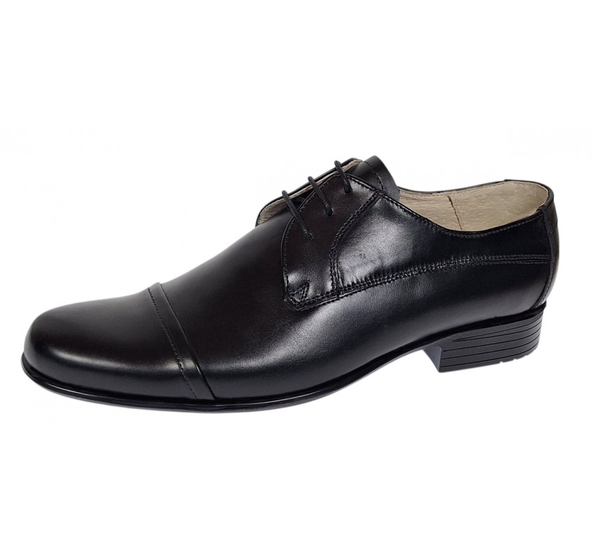 Pantofi barbati eleganti din piele naturala de culoare neagra P351N 