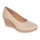 Pantofi dama casual din piele naturala bej cu platforma de 7 cm - MARA BEJ P3550BEJ