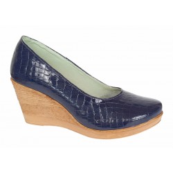 Pantofi dama casual din piele naturala platforme de 7 cm Mara Bleumarin - P3550BLCR