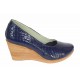 Pantofi dama casual din piele naturala platforme de 7 cm Mara Bleumarin - P3550BLCR