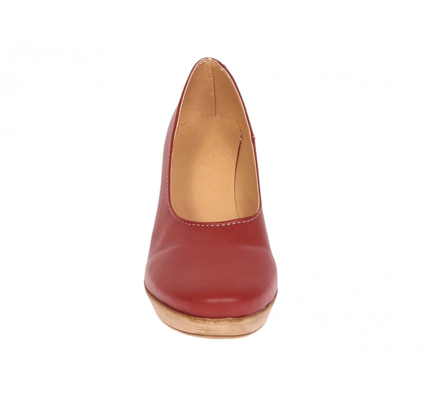 Pantofi dama casual din piele naturala maro coniac cu platforme de 7 cm P3550CON