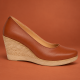 Pantofi damă coniac din piele naturală cu platformă de 7 cm P3550CON
