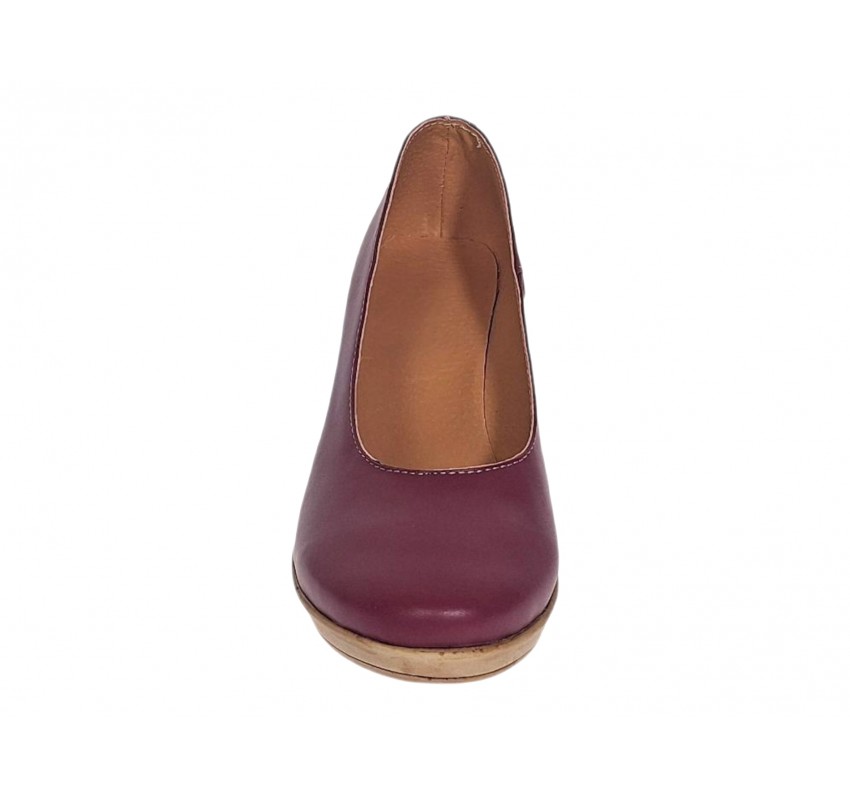 Pantofi dama casual din piele naturala box cu platforma de 7 cm MARA GRENA