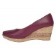 Pantofi dama casual din piele naturala box cu platforma de 7 cm MARA GRENA