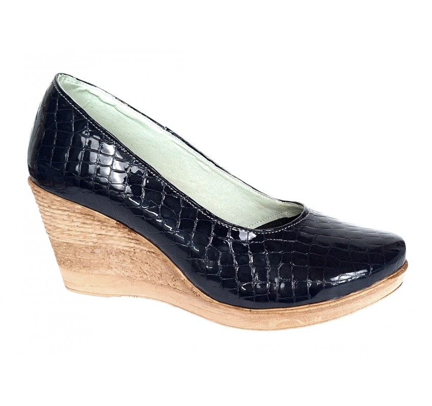 Pantofi dama casual din piele naturala platforme de 7 cm Mara Negru - P3550NCR