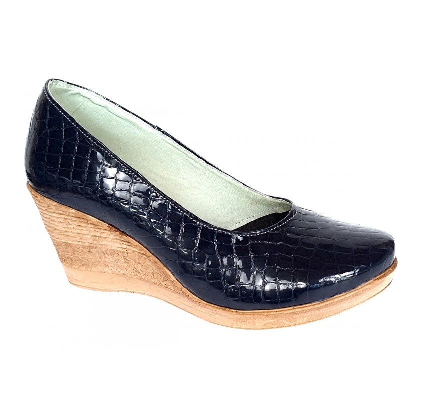 Pantofi dama casual din piele naturala platforme de 7 cm Mara Negru - P3550NCR