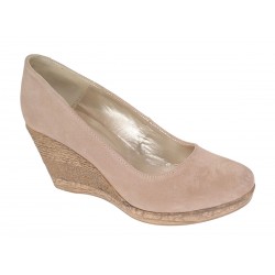 Pantofi dama casual din piele naturala intoarsa bej, platforme de 7 cm - MARA P3550VB