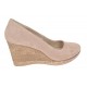 Pantofi dama casual din piele naturala intoarsa bej, platforme de 7 cm - MARA P3550VB