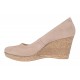 Pantofi dama casual din piele naturala intoarsa bej, platforme de 7 cm - MARA P3550VB