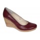 Pantofi dama casual din piele naturala box cu platforma de 7 cm MARA Visiniu