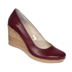 Pantofi dama casual din piele naturala box cu platforma de 7 cm MARA Visiniu
