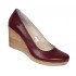 Pantofi dama casual din piele naturala box cu platforma de 7 cm MARA Visiniu