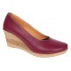 Pantofi dama casual din piele naturala box cu platforma de 7 cm MARA Visiniu