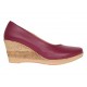 Pantofi dama casual din piele naturala box cu platforma de 7 cm MARA Visiniu