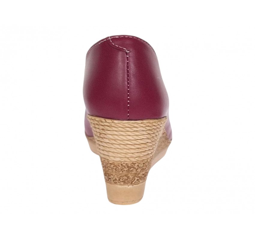 Pantofi dama casual din piele naturala box cu platforma de 7 cm MARA Visiniu