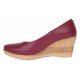 Pantofi dama casual din piele naturala box cu platforma de 7 cm MARA Visiniu