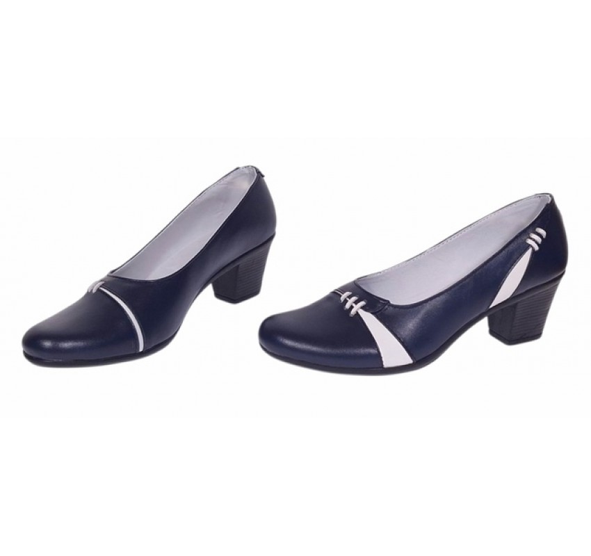 Pantofi dama eleganti piele naturala Mara Bleumarin - Alb P36BLA