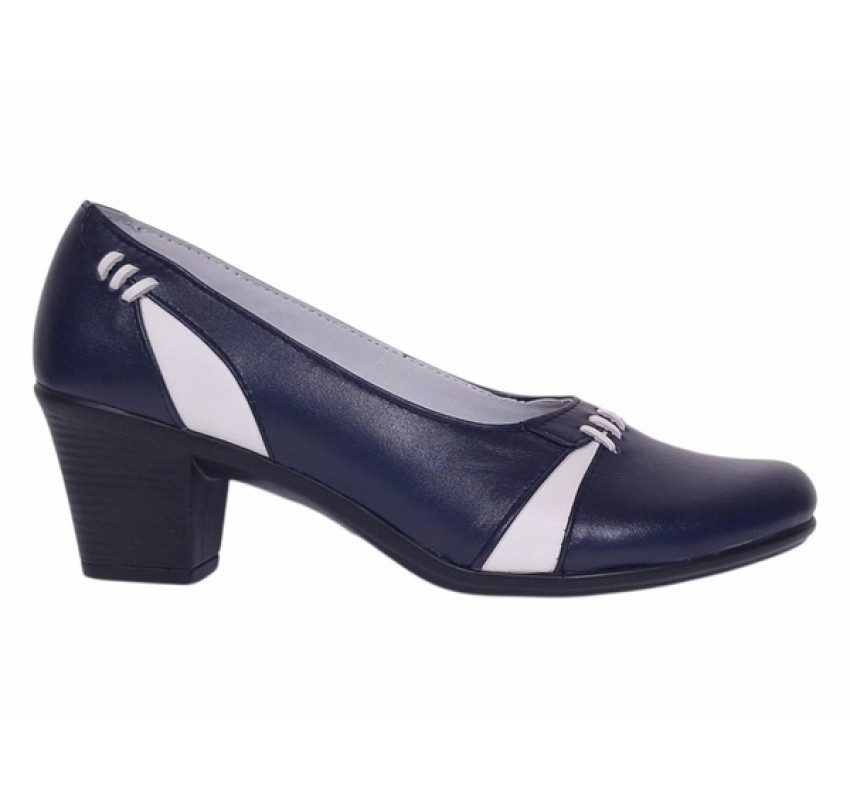Pantofi dama eleganti piele naturala Mara Bleumarin - Alb P36BLA
