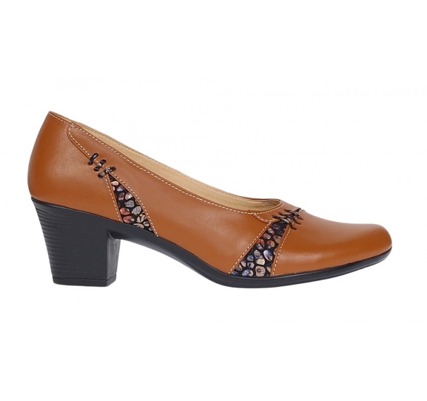 Pantofi dama eleganti din piele naturala Maro cu toc de 6cm P36CON