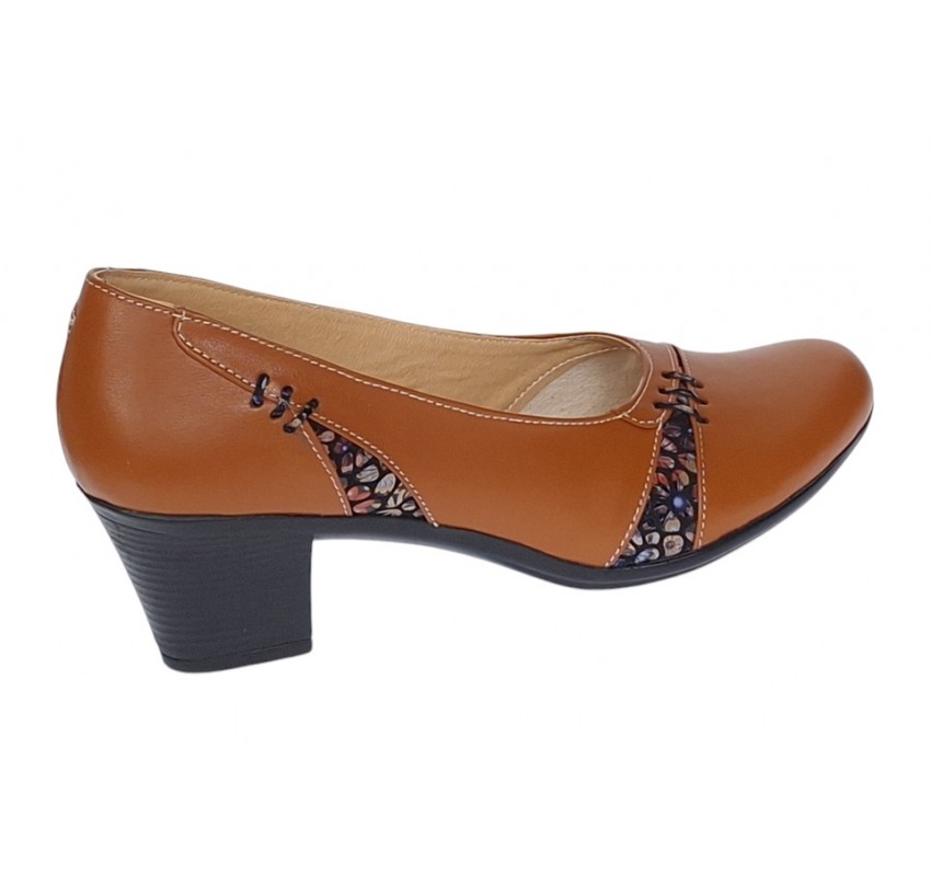 Pantofi dama eleganti din piele naturala Maro cu toc de 6cm P36CON