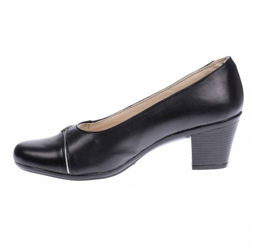 Pantofi dama eleganti, piele naturala, Negru - Alb P36NA