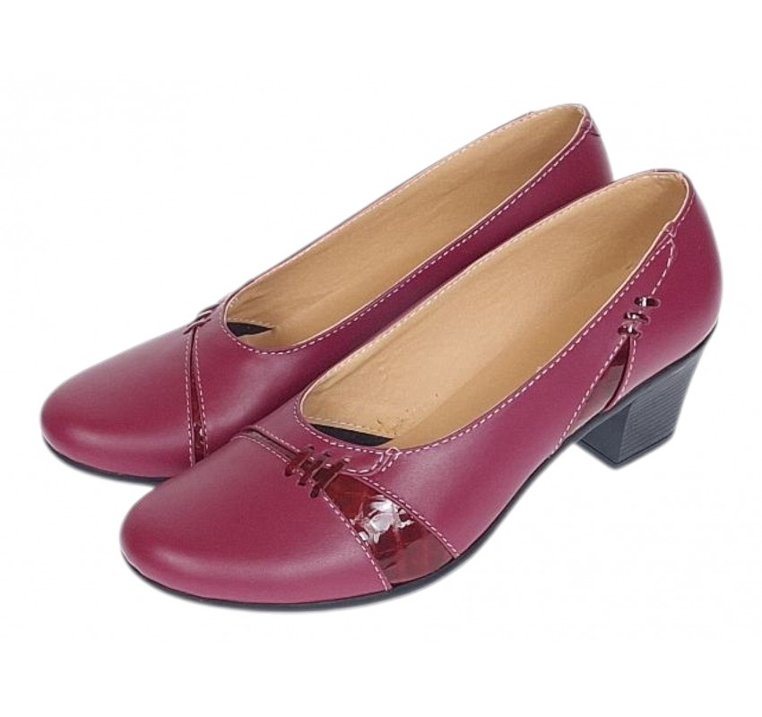Pantofi dama eleganti piele naturala grena P36XGR