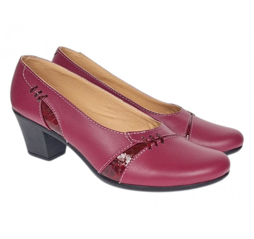 Pantofi dama eleganti piele naturala grena P36XGR