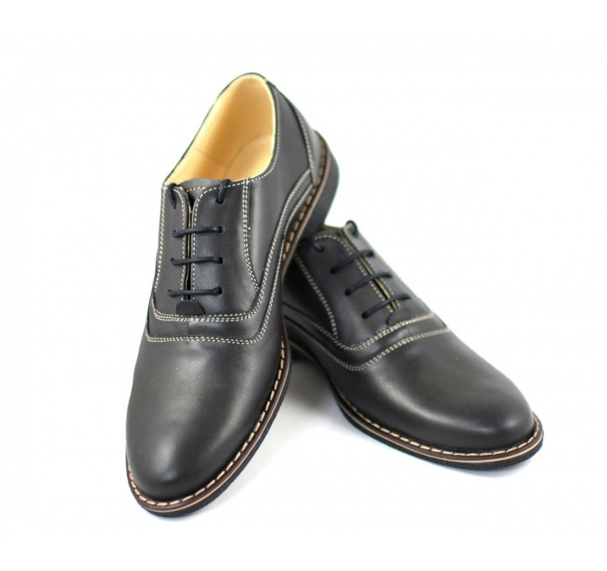 Pantofi barbati casual piele naturala, culoare neagra - P37NA