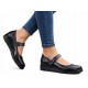 Marimea 36, 38 Pantofi dama din piele naturala cu talpa orto, negri inchidere velcro - P38N