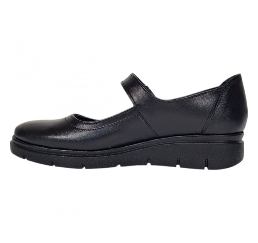 Marimea 36, 38 Pantofi dama din piele naturala cu talpa orto, negri inchidere velcro - P38N