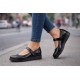 Marimea 36, 38 Pantofi dama din piele naturala cu talpa orto, negri inchidere velcro - P38N