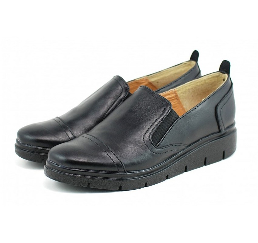 Pantofi dama casual din piele naturala cu platforme de 3cm - Model P39N