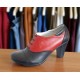 Pantofi dama din piele naturala cu toc de 7cm Negru - Rosu P46NR