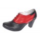 Pantofi dama din piele naturala cu toc de 7cm Negru - Rosu P46NR