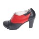 Pantofi dama din piele naturala cu toc de 7cm Negru - Rosu P46NR