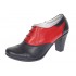 Pantofi dama din piele naturala cu toc de 7cm Negru - Rosu P46NR