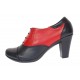 Pantofi dama din piele naturala cu toc de 7cm Negru - Rosu P46NR